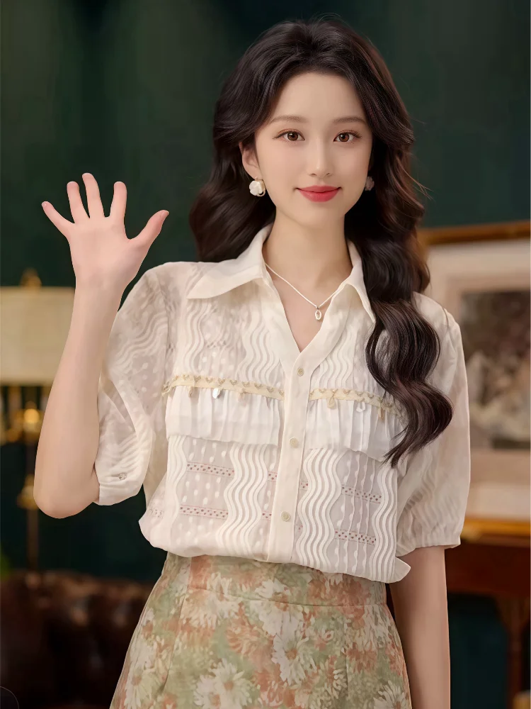 Short Sleeve Shirts Women Ribbed Knit Crop Top Slim Fit Preppy College Style Button Up Girlish Bow Tie Collar Summer Chic Blouse
Short Sleeve Shirts Women Ribbed Knit Crop Top Slim Fit Preppy College Style Button Up Girlish Bow Tie Collar Summer Chic Blouse