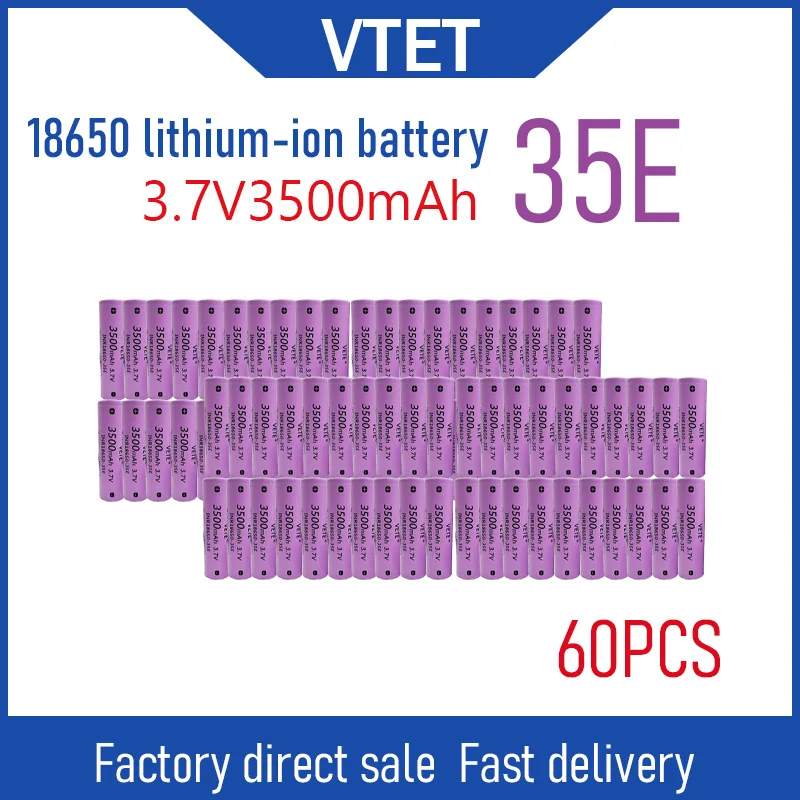 3500 MAh Discharge Voltage 3.7 V Rechargeable 18650 Battery Suitable for Mobile Power Flashlights, Toys, Electronic Cigarettes
3500 MAh Discharge Voltage 3.7 V Rechargeable 18650 Battery Suitable for Mobile Power Flashlights, Toys, Electronic Cigarettes