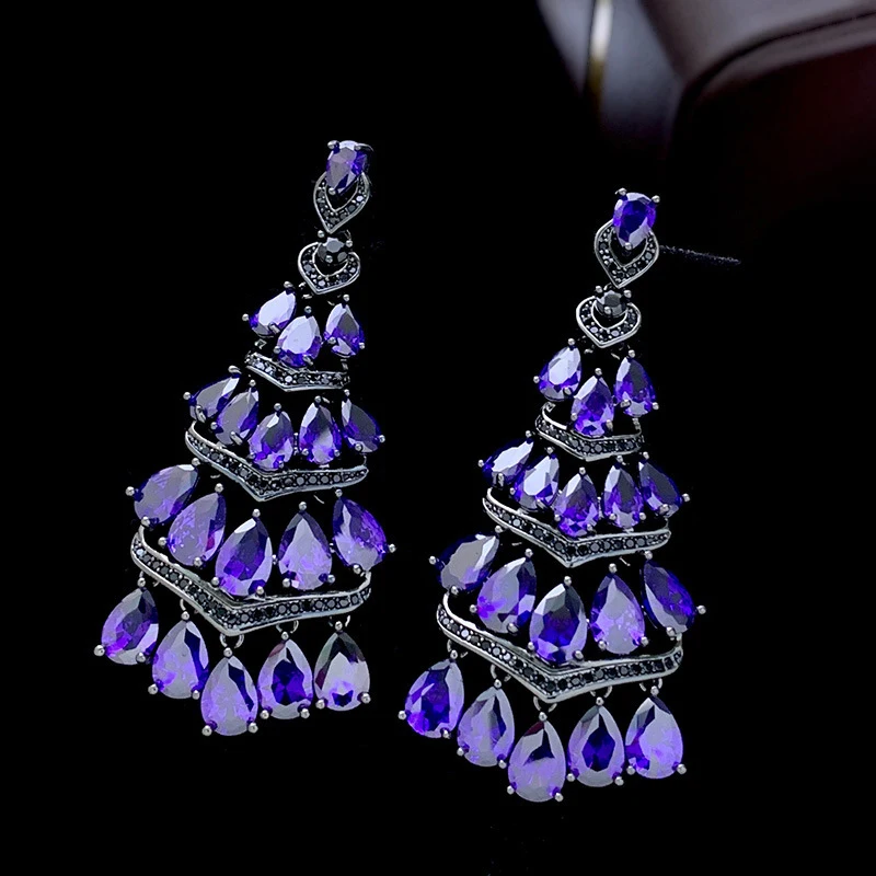 Sparkling Crystals Pink Teardrop CZ Tiered Chandelier Earrings for Women luxury jewelry
Sparkling Crystals Pink Teardrop CZ Tiered Chandelier Earrings for Women luxury jewelry