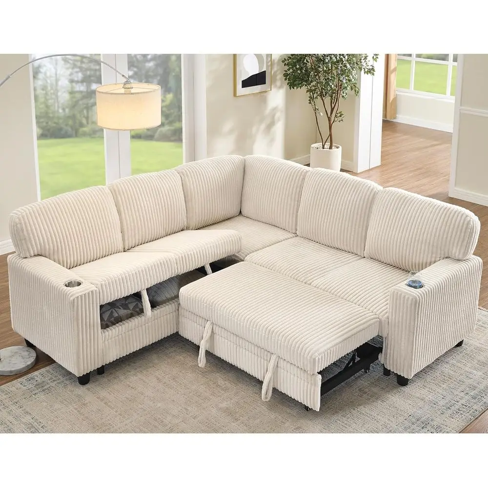 81" L-Shaped Oversized Corduroy ular Sectional Sleeper Soa with Pull-Out Bed, Storage Seat, ern 5-Seater Upholstered Couch Bed w
81" L-Shaped Oversized Corduroy ular Sectional Sleeper Soa with Pull-Out Bed, Storage Seat, ern 5-Seater Upholstered Couch Bed w