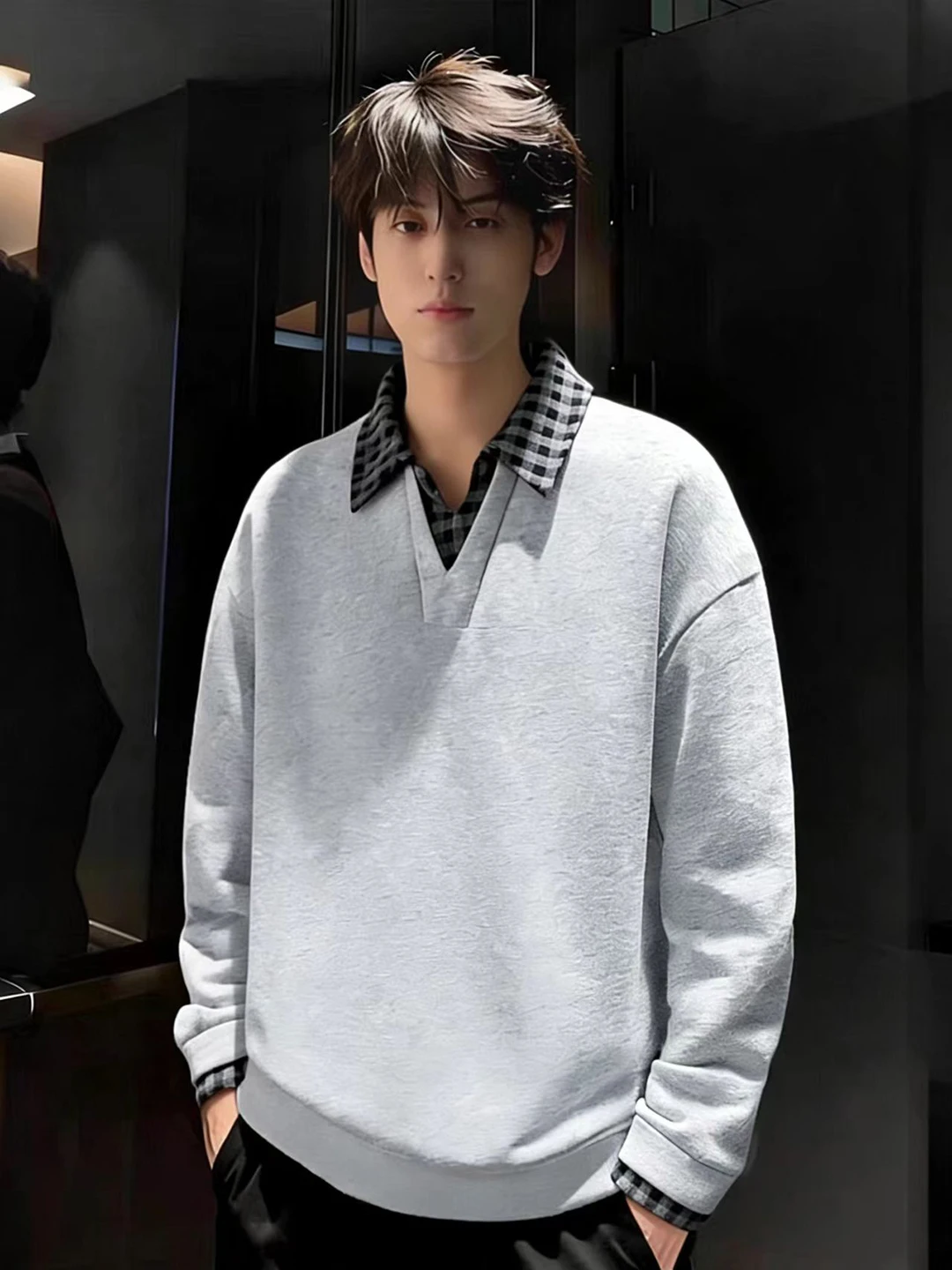 American Plaid Splicing Collar Thiened Fce Men's Sweatirt Winter Warm Long Sve irt Regular Fit Casual Outerwear
American Plaid Splicing Collar Thiened Fce Men's Sweatirt Winter Warm Long Sve irt Regular Fit Casual Outerwear