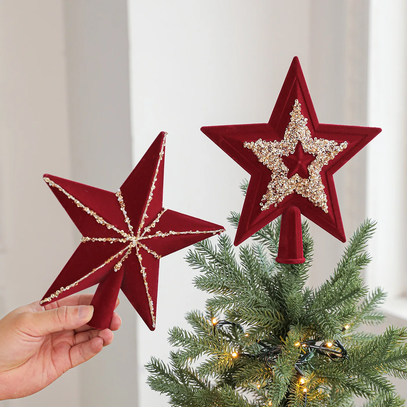 Christmas Tree Top Star Sticky Powder Gold Powder High-end Three-dimensional Five-pointed Star Christmas Decoration Supplies
Christmas Tree Top Star Sticky Powder Gold Powder High-end Three-dimensional Five-pointed Star Christmas Decoration Supplies