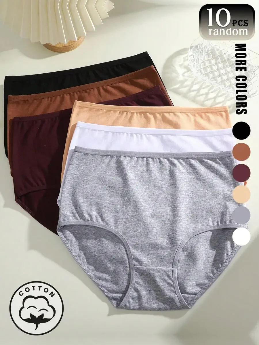 10pcs Solid Color Cotton High-Waisted Womens Briefs Comfortable Everyday Underwear
10pcs Solid Color Cotton High-Waisted Womens Briefs Comfortable Everyday Underwear