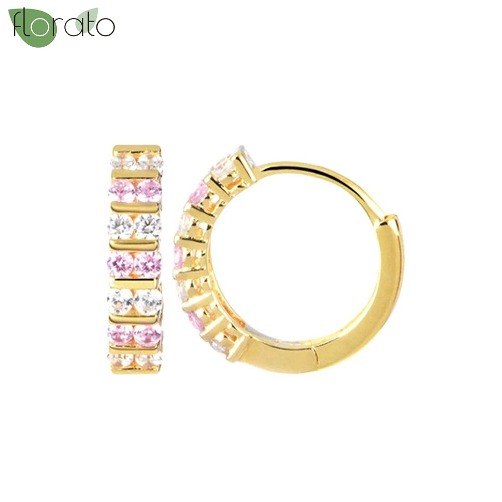 925 Sterling Silver Needle Trend Pink Zircon Hoop Earrings for Women 2026 New Gold Color Small Circle Earrings Exquisite Jewelry
925 Sterling Silver Needle Trend Pink Zircon Hoop Earrings for Women 2026 New Gold Color Small Circle Earrings Exquisite Jewelry
