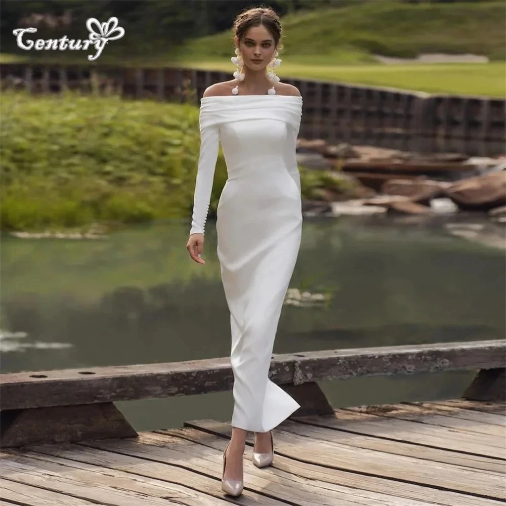 Off Shoulder Simple Wedding Dress Women 2025 Long Sleeve Ankle Length Soft Satin Mermaid Bridal Gowns Customized
Off Shoulder Simple Wedding Dress Women 2025 Long Sleeve Ankle Length Soft Satin Mermaid Bridal Gowns Customized