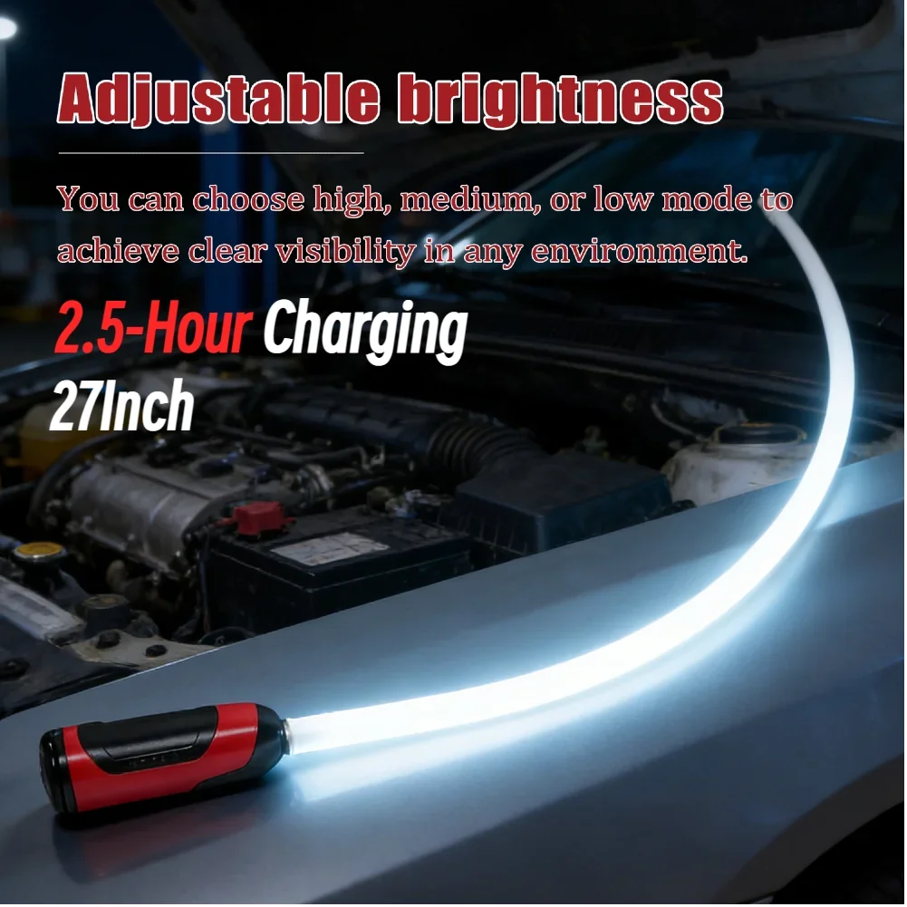 Bendable LED Flashlight Stick Portable Flexible Work Lights High-Lumen Rechargeable 3 Brightness Modes for Mechanics Auto Repair
Bendable LED Flashlight Stick Portable Flexible Work Lights High-Lumen Rechargeable 3 Brightness Modes for Mechanics Auto Repair