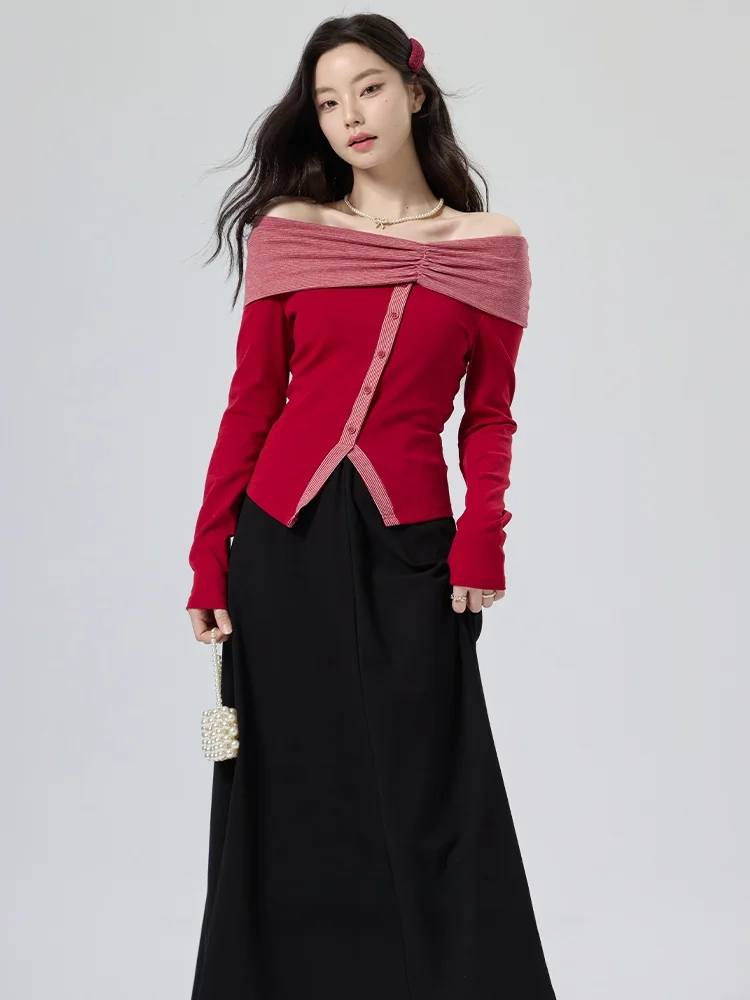 Красный вязаный комплект из топа и юбки на одно плечо, высококачественный комплект ранней осени Aosphere, женский ансамбль Faion, сшитый нейлон ручной работы
Красный вязаный комплект из топа и юбки на одно плечо, высококачественный комплект ранней осени Aosphere, женский ансамбль Faion, сшитый нейлон ручной работы