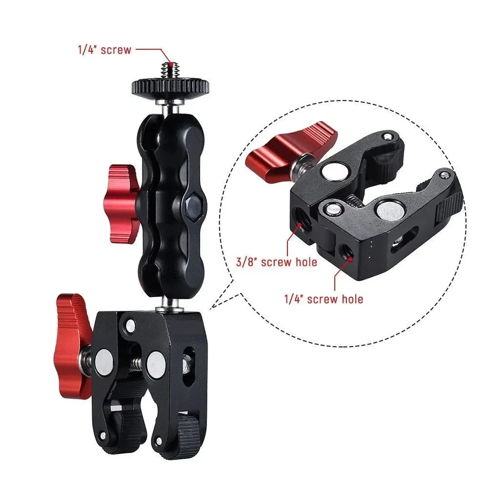 Super Clamp Magic Arm For Phone Holder Action Camera Mount Metal Double Ball Head with Thread
Super Clamp Magic Arm For Phone Holder Action Camera Mount Metal Double Ball Head with Thread