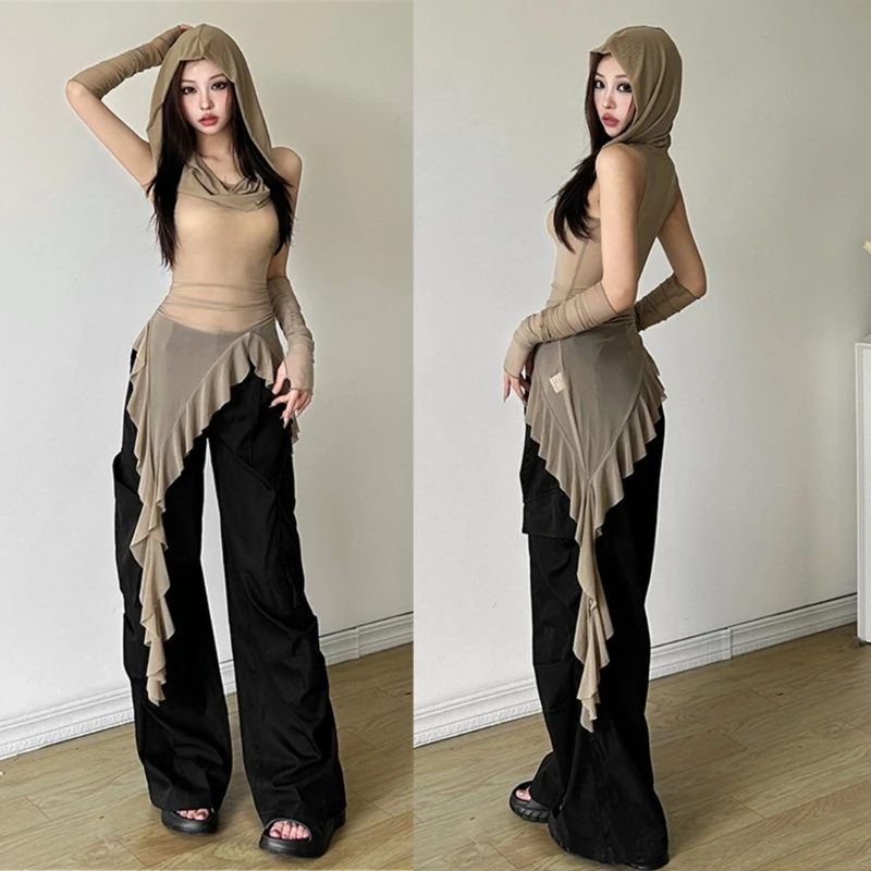 Womens 2024 Meshes Sheer Long Top with Oversleeve Set Sexy See Through Asymmetricals Shirt Blouses Streetwears
Womens 2024 Meshes Sheer Long Top with Oversleeve Set Sexy See Through Asymmetricals Shirt Blouses Streetwears