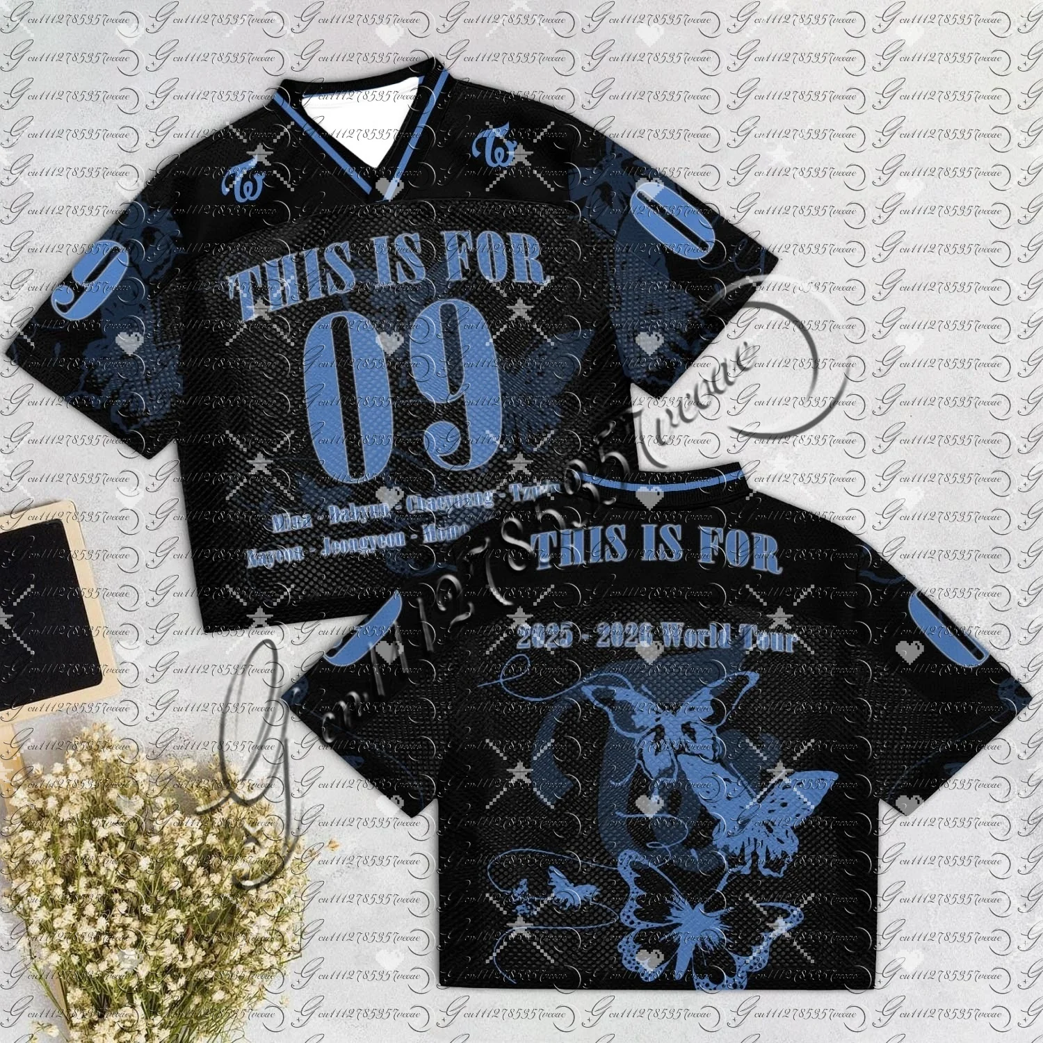 TWICE 'This Is For' Black Blue Butterfly Unisex V-neck Sport T-shirt Kpop World Tour Streetwear Jersey
TWICE 'This Is For' Black Blue Butterfly Unisex V-neck Sport T-shirt Kpop World Tour Streetwear Jersey