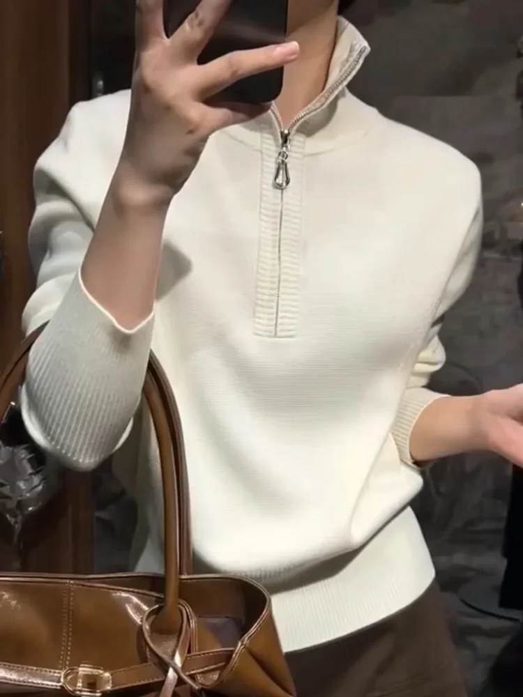 Korean Sle Simple f Zip Knitwear Loose Fit Faionable plus Size Slimming Top Autumn New Arrival Women's Camere Sweater
Korean Sle Simple f Zip Knitwear Loose Fit Faionable plus Size Slimming Top Autumn New Arrival Women's Camere Sweater