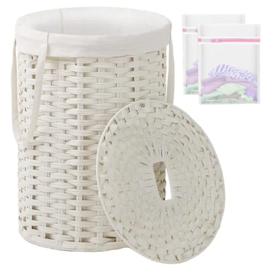 19.0 Gal 72 L Round Wicker Laundry Basket with Lid and Removable Bag Handwoven Rattan Design Includes 2 Mesh Storage Bags Durab
19.0 Gal 72 L Round Wicker Laundry Basket with Lid and Removable Bag Handwoven Rattan Design Includes 2 Mesh Storage Bags Durab