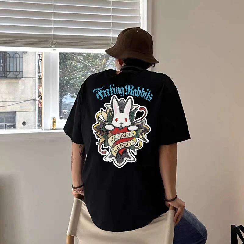 Американская футболка с коротким рукавом FR2 с принтом кроликов и татуировок, из окрашенного хлопка, дышащая, повседневная, модная, для молодежи
Американская футболка с коротким рукавом FR2 с принтом кроликов и татуировок, из окрашенного хлопка, дышащая, повседневная, модная, для молодежи