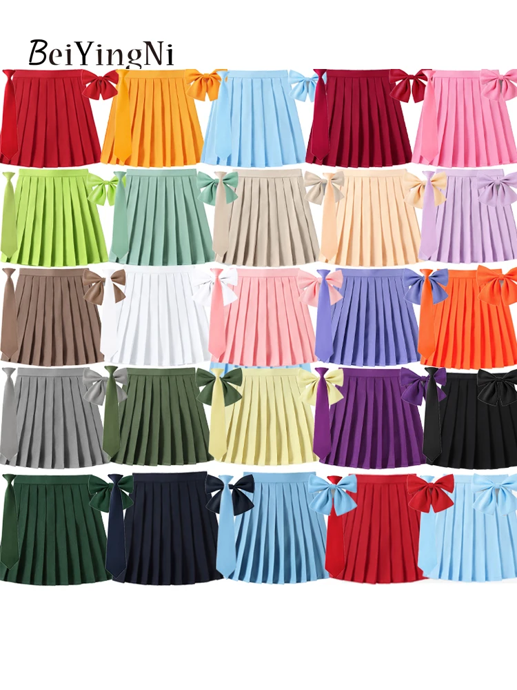 Beiyingni Women's Solid Color Pleated Mini Skirts With Bow Tie and Tie Cos Play JK Japanese Style Casual Skirt School Students
Beiyingni Women's Solid Color Pleated Mini Skirts With Bow Tie and Tie Cos Play JK Japanese Style Casual Skirt School Students
