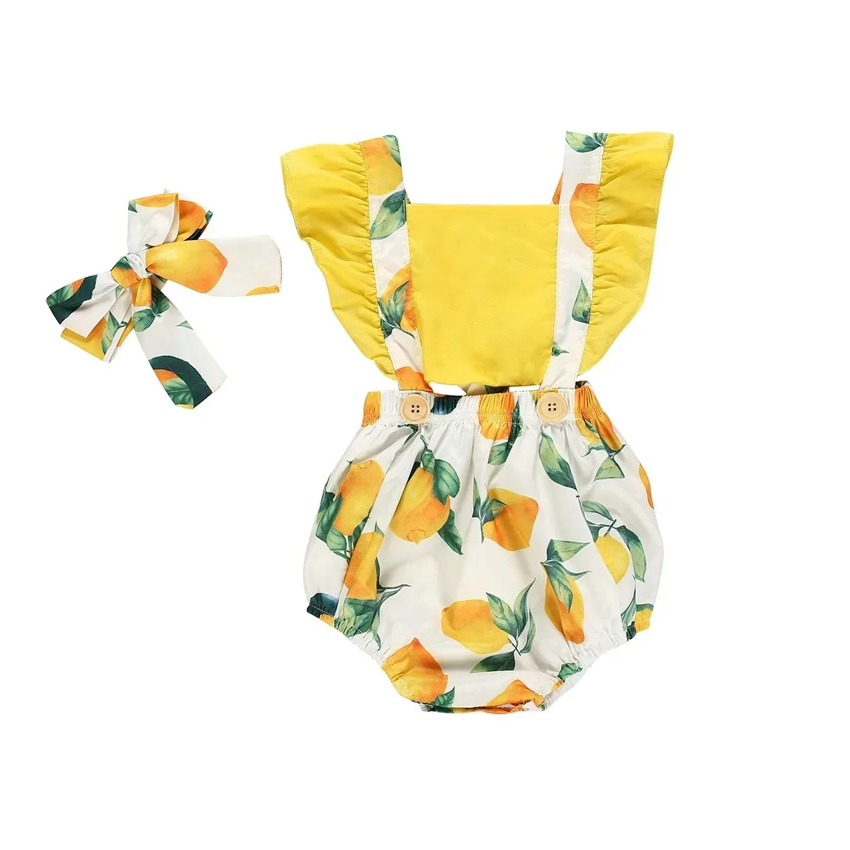 Summer Baby Girls Lemon Ruffles Sleeveless Jumpsuits Cotton Romper With Headband Summer Newborn Girls Clothing
Summer Baby Girls Lemon Ruffles Sleeveless Jumpsuits Cotton Romper With Headband Summer Newborn Girls Clothing