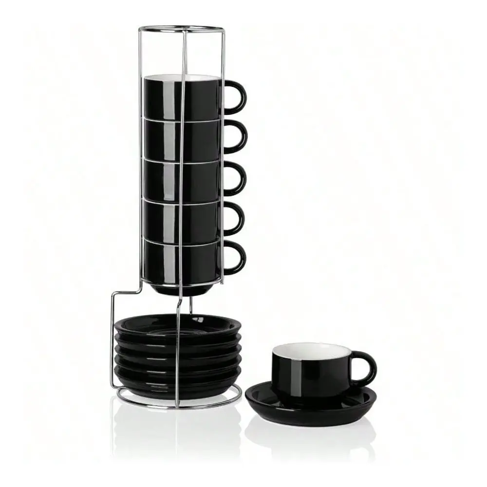 Espresso Cups With Saucers, 4 Ounce Stackable Cappuccino Cups With Metal Stand Coffee Drinks, Latte, Tea Set Of 4 Black
Espresso Cups With Saucers, 4 Ounce Stackable Cappuccino Cups With Metal Stand Coffee Drinks, Latte, Tea Set Of 4 Black