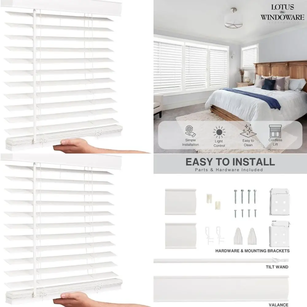 2 Snow White Cordless Faux Wood Blinds, 25W x 72L, Smooth for Living Room & Bedroom Windows
2 Snow White Cordless Faux Wood Blinds, 25W x 72L, Smooth for Living Room & Bedroom Windows