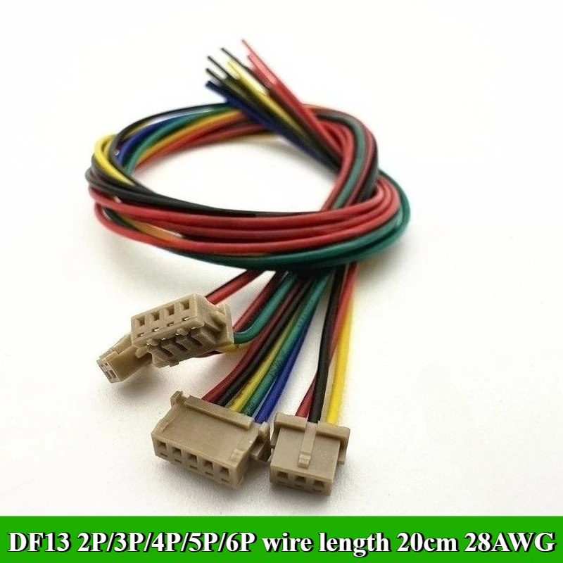 5Pcs/lot DF13 Pitch 1.25mm Single Row Single head 2P/3P/4P/5P/6P Terminal Wire Length 20cm 28AWG Electronic Wire Connector
5Pcs/lot DF13 Pitch 1.25mm Single Row Single head 2P/3P/4P/5P/6P Terminal Wire Length 20cm 28AWG Electronic Wire Connector