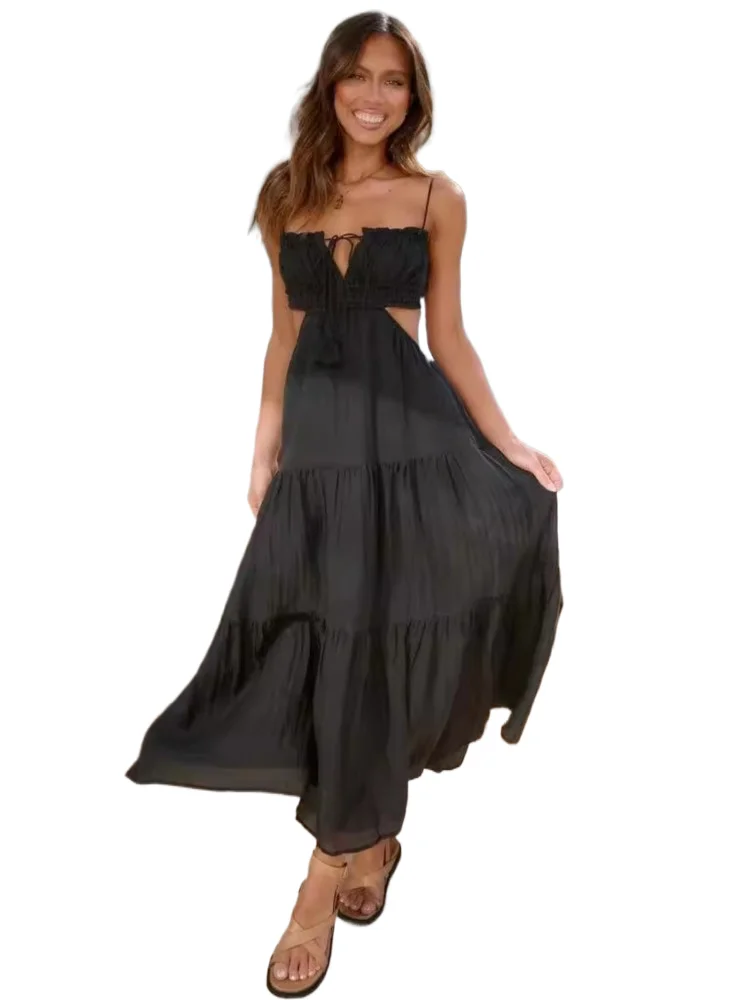 New V-neck Sleeveless Solid Maxi Dress Summer Fashion Elegnat Spaghetti Strap White Casual Beach Party Dresses Robe Femme 2024
New V-neck Sleeveless Solid Maxi Dress Summer Fashion Elegnat Spaghetti Strap White Casual Beach Party Dresses Robe Femme 2024