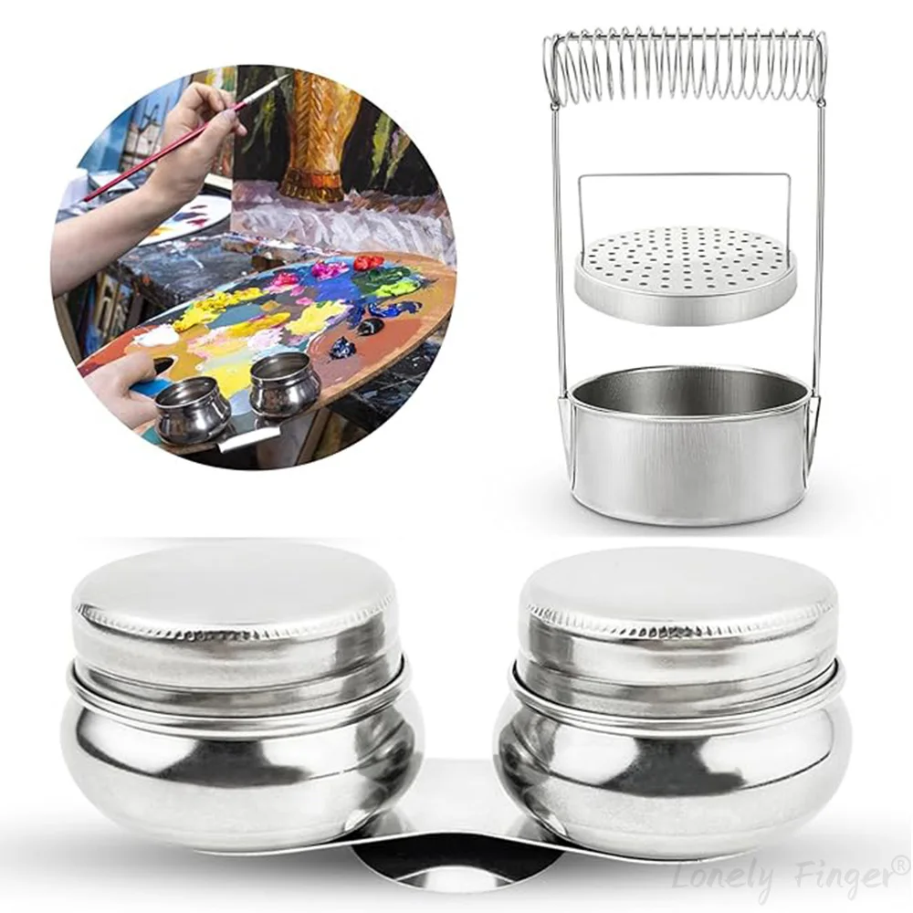 Pallet Cup with Lid, Double Solvent Container with 1 Stainless Steel Brush Washing Machine for Oil Paint, Watercolor, Solvent
Pallet Cup with Lid, Double Solvent Container with 1 Stainless Steel Brush Washing Machine for Oil Paint, Watercolor, Solvent