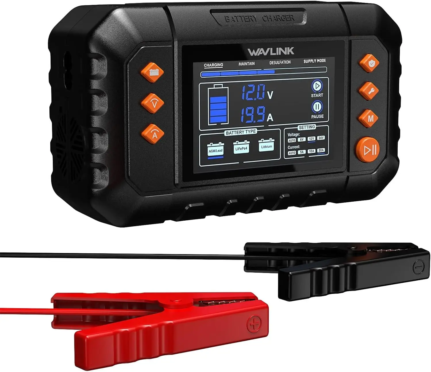 280W Smart Battery Charger with LCD Display, 20A Trickle for 6V/12V/24V Lead-Acid/Lithium/LiFePO4 Batteries, Car Maintainer
280W Smart Battery Charger with LCD Display, 20A Trickle for 6V/12V/24V Lead-Acid/Lithium/LiFePO4 Batteries, Car Maintainer