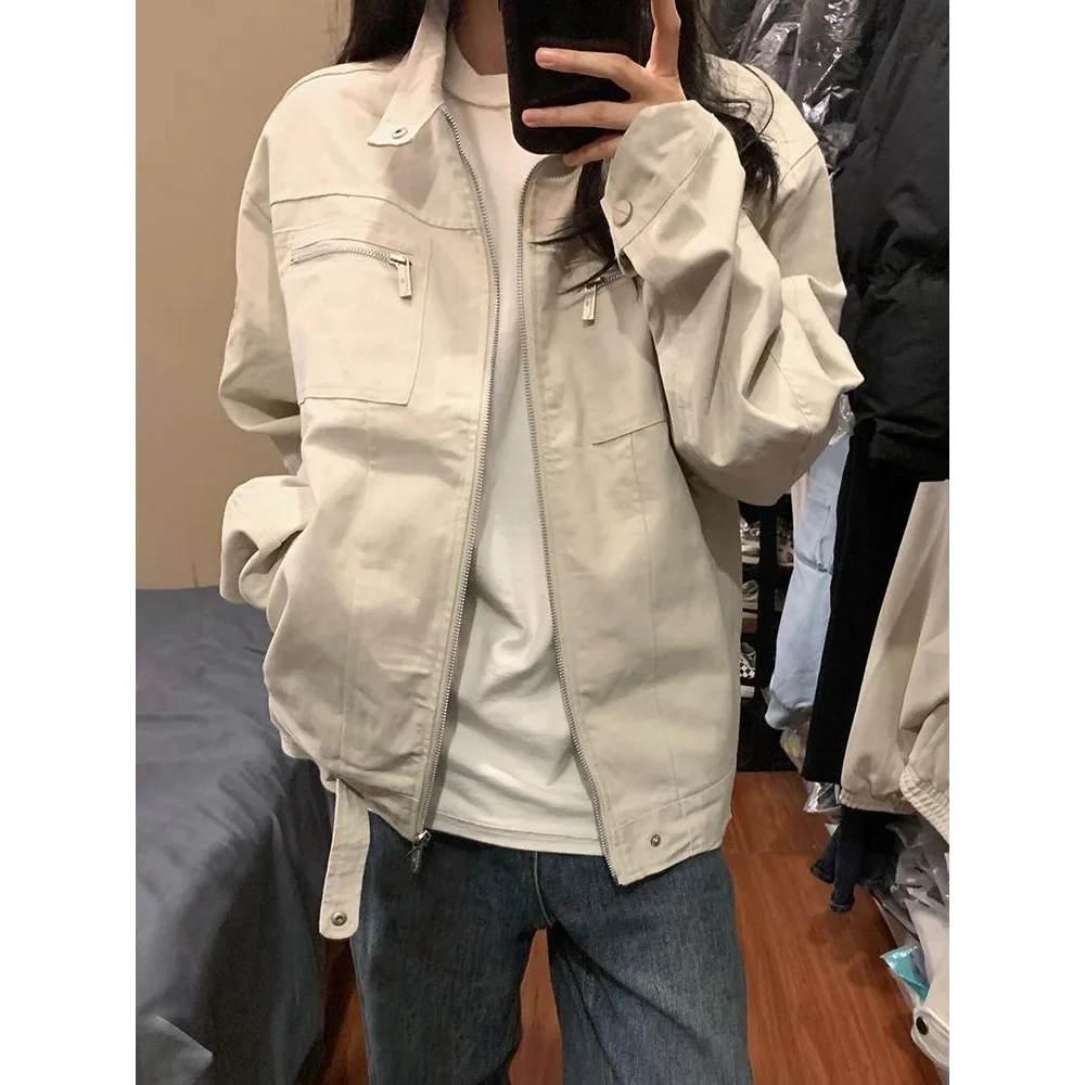 Куртка с воротником-стойкой в американском стиле ретро, женское весенне-осеннее свободное дизайнерское пальто Sense ex, модный длинный свеч, застежка-молния
Куртка с воротником-стойкой в американском стиле ретро, женское весенне-осеннее свободное дизайнерское пальто Sense ex, модный длинный свеч, застежка-молния