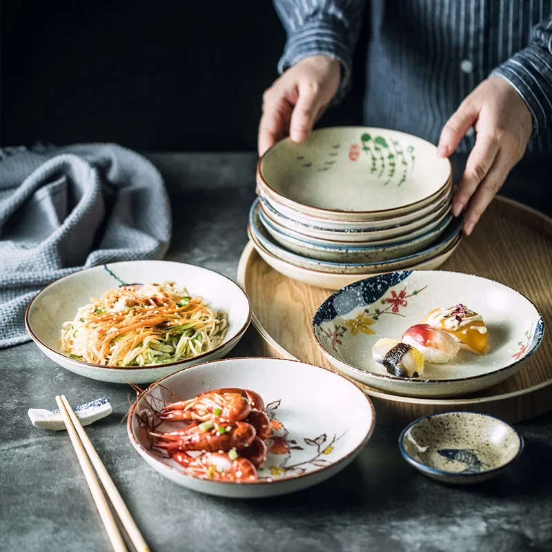 Japanese Style Underglaze Dish Sushi Dishes Cold Dish Dish Ceramic Plate Household round Fruit Flat Plate
Japanese Style Underglaze Dish Sushi Dishes Cold Dish Dish Ceramic Plate Household round Fruit Flat Plate