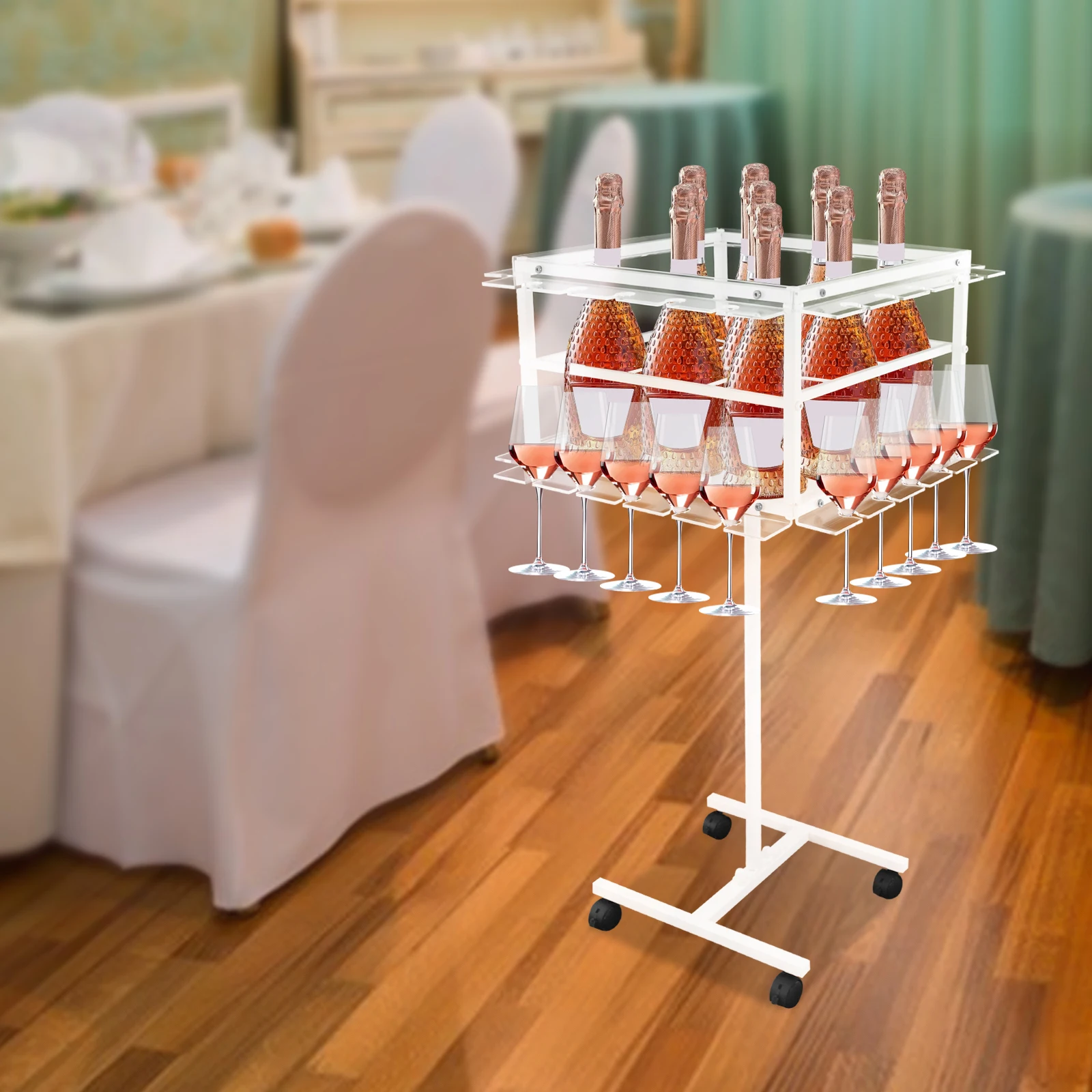 Flexible Mobility Wine Rack 4 Locking Universal Wheels Open Design Easy Access Complete Accessories With English Diagram
Flexible Mobility Wine Rack 4 Locking Universal Wheels Open Design Easy Access Complete Accessories With English Diagram