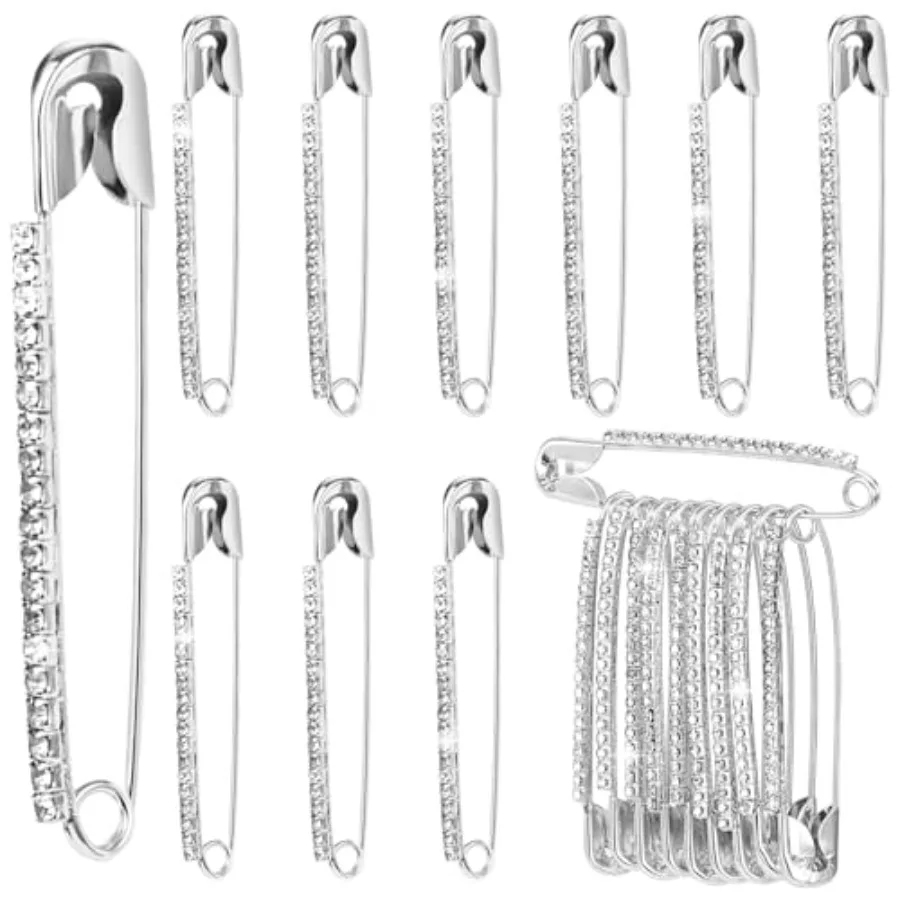 10pcs Rhinestone Safety Pins, Silver Plated Crystal Brooch Pins, Women Safety Pin Brooches, Sweater Clips, Decorative Sock Char
10pcs Rhinestone Safety Pins, Silver Plated Crystal Brooch Pins, Women Safety Pin Brooches, Sweater Clips, Decorative Sock Char