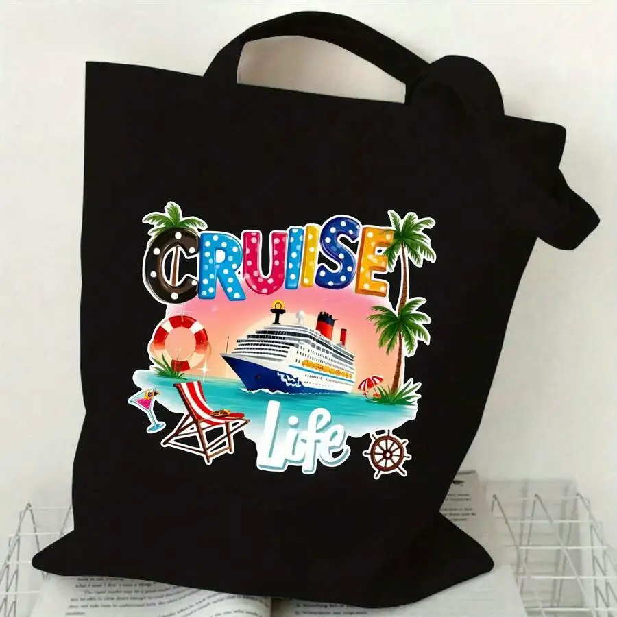 Canvas Tote Bag With Cruise Life Print Featuring Cruise Ship Palm Trees Beach Chair Lifebuoy Unisex Summer Travel Bag
Canvas Tote Bag With Cruise Life Print Featuring Cruise Ship Palm Trees Beach Chair Lifebuoy Unisex Summer Travel Bag