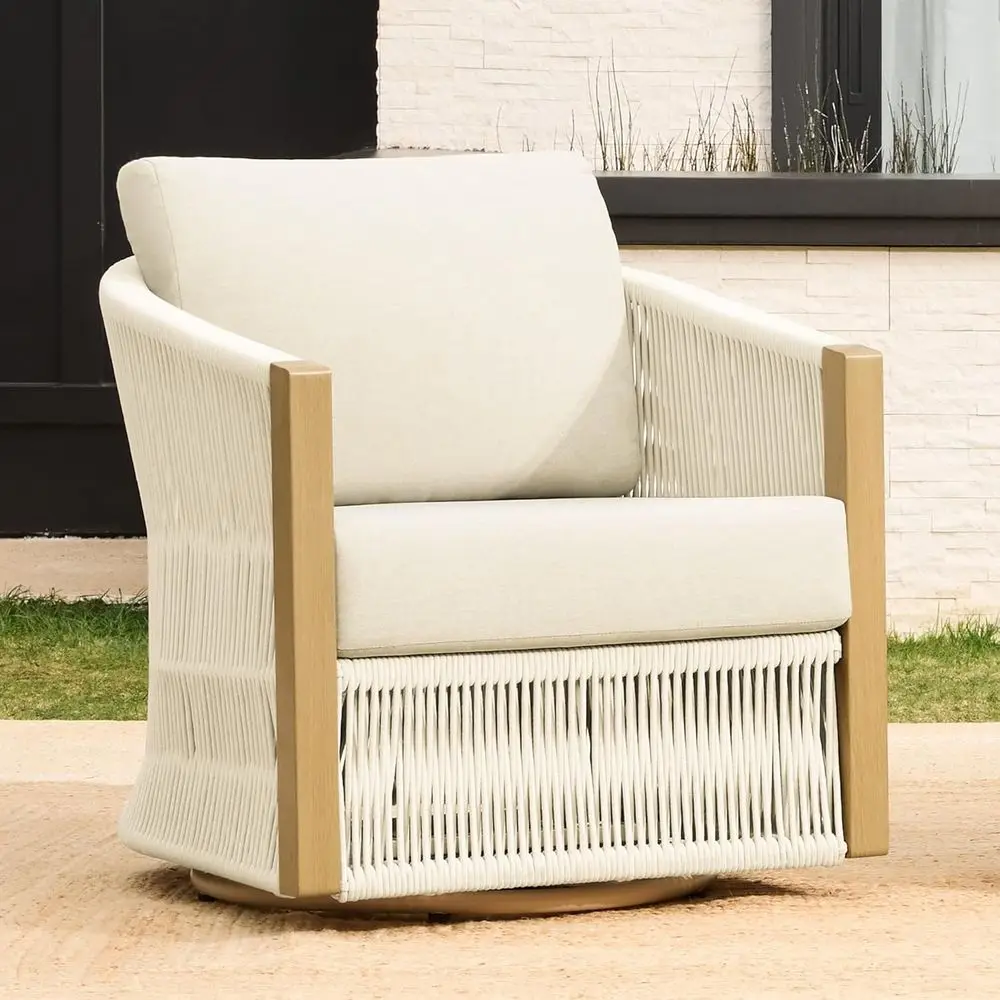 360° Swivel Outdoor Wicker Chair with Cushions, Fully Assembled, Cream
360° Swivel Outdoor Wicker Chair with Cushions, Fully Assembled, Cream