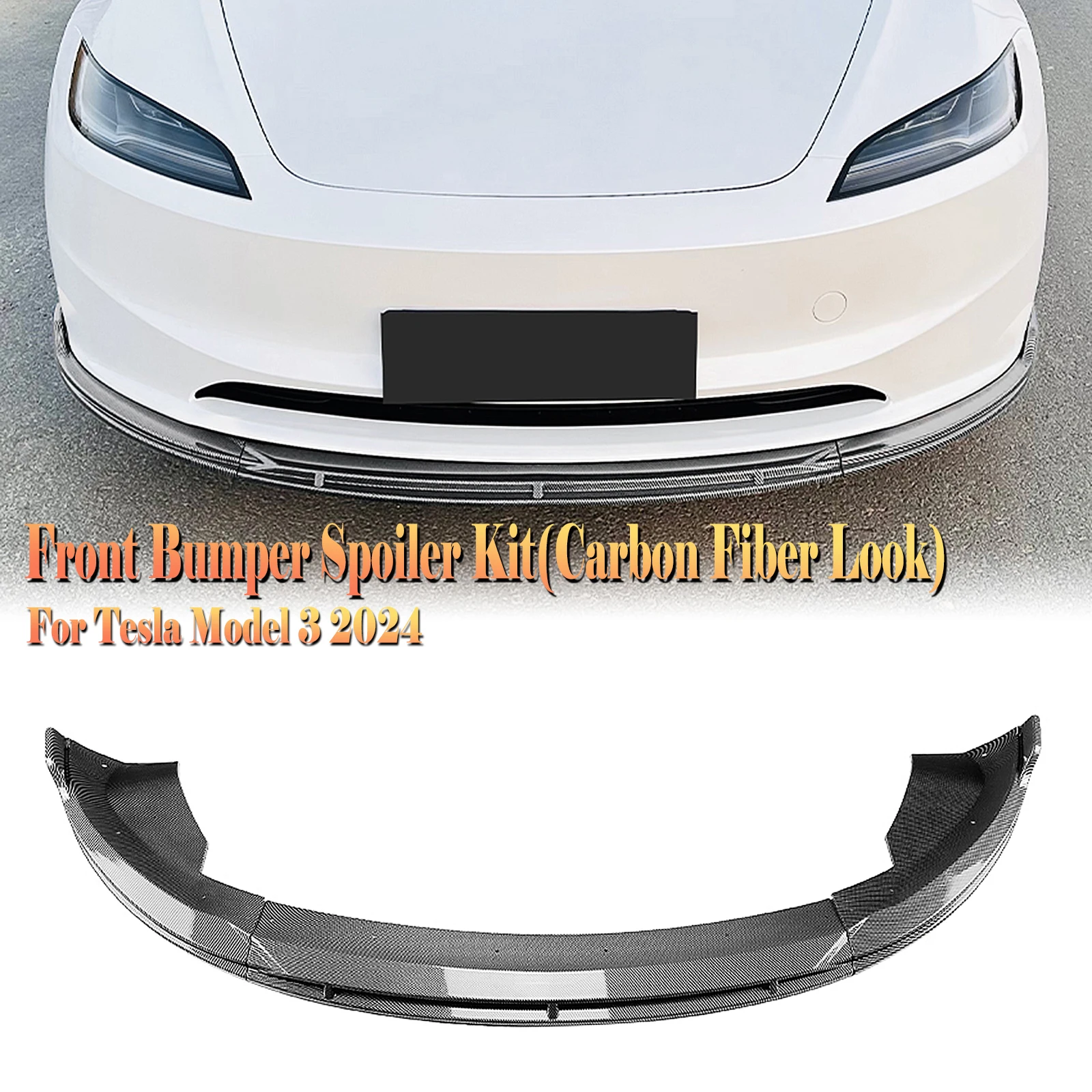 Front Bumper Spoiler Lip For Tesla Model 3 2024+ Carbon Fiber Look/Gloss Black Lower Splitter Blade Body Protector Kit
Front Bumper Spoiler Lip For Tesla Model 3 2024+ Carbon Fiber Look/Gloss Black Lower Splitter Blade Body Protector Kit