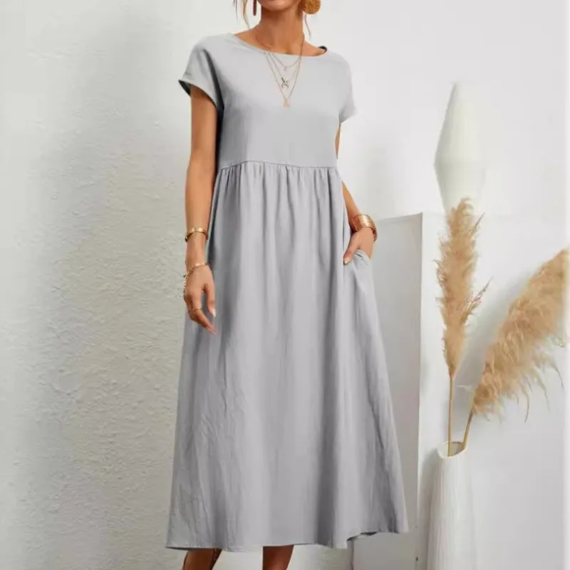 2026 Casual Women's Dress Solid Color Sleeveless Loose Cotton And Linen Insert Pocket Loose And Slimming Design Women's Dress
2026 Casual Women's Dress Solid Color Sleeveless Loose Cotton And Linen Insert Pocket Loose And Slimming Design Women's Dress