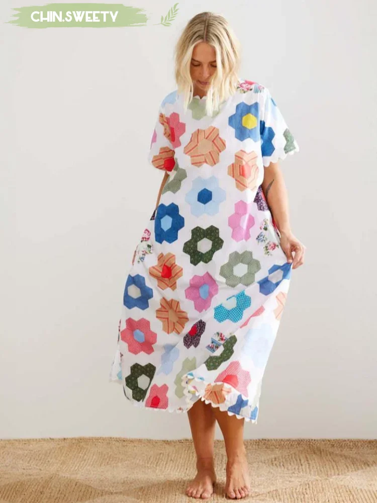 Bohemian Style Printed Maxi Dress Women Casual Loose Short Sleeved Oversized Long Dresses 2025 New Summer Holiday Daily Vestidos
Bohemian Style Printed Maxi Dress Women Casual Loose Short Sleeved Oversized Long Dresses 2025 New Summer Holiday Daily Vestidos
