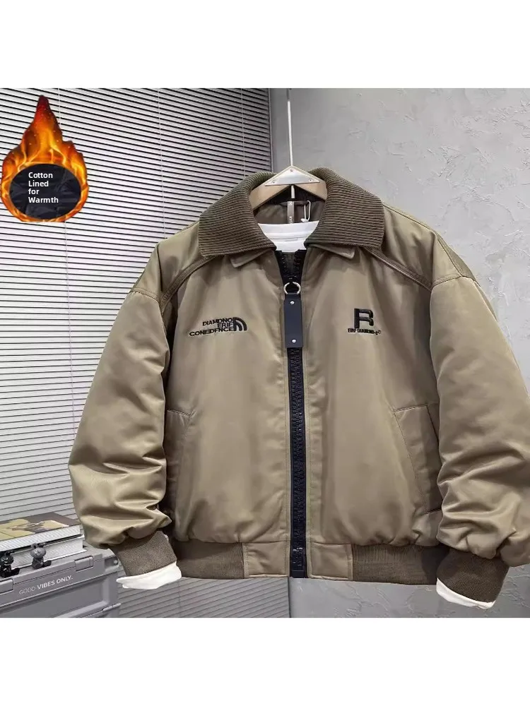 Warm Casual Men's Flight Jacket with Stand Collar Guangzhou Thirteenth Factory Design Winter Thickened Cotton Outerwear
Warm Casual Men's Flight Jacket with Stand Collar Guangzhou Thirteenth Factory Design Winter Thickened Cotton Outerwear