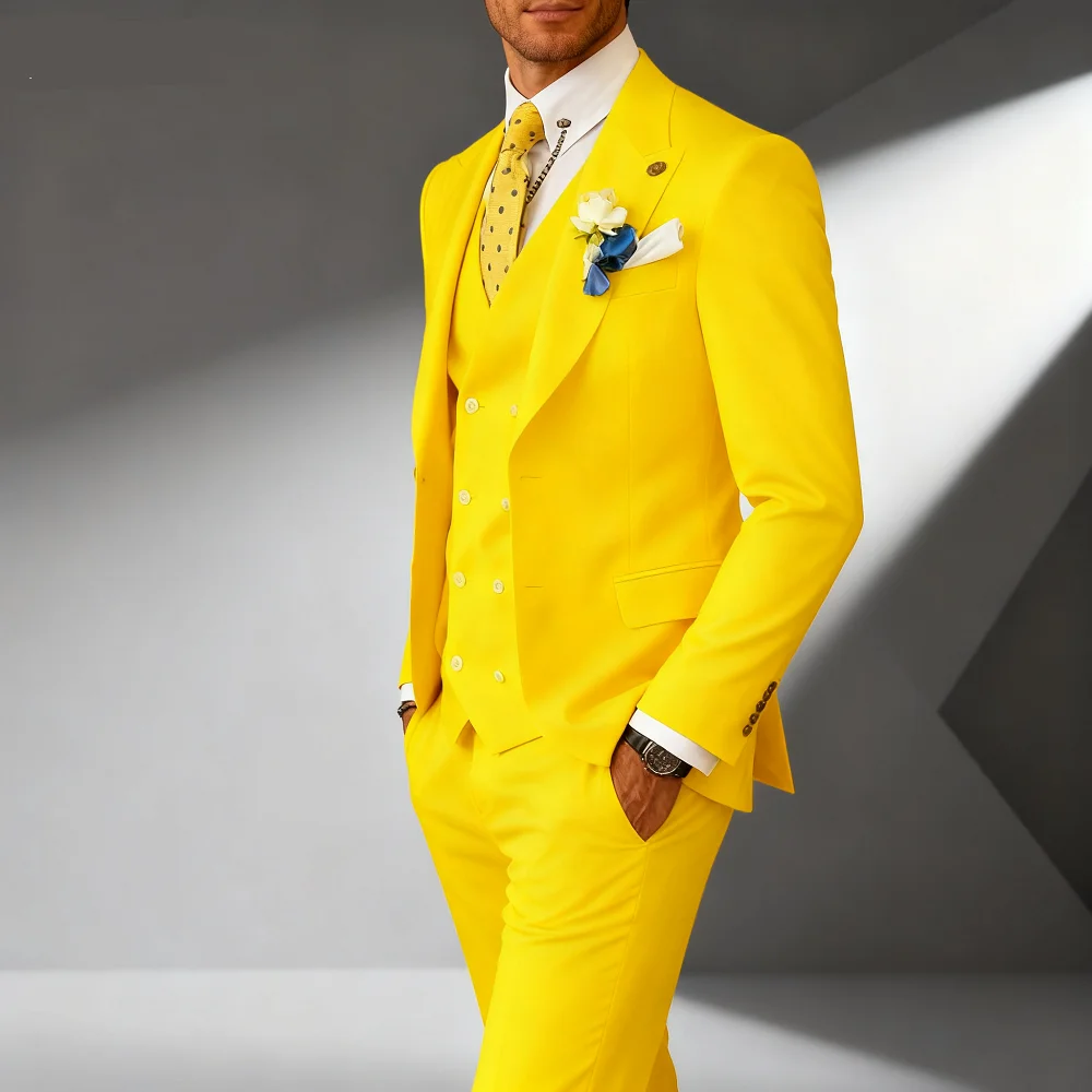 Men's Solid Slim Fit 3-Piece Business Suit Set with Blazer Vest And Pants for Wedding Party Luxury Fashion Tuxedo
Men's Solid Slim Fit 3-Piece Business Suit Set with Blazer Vest And Pants for Wedding Party Luxury Fashion Tuxedo