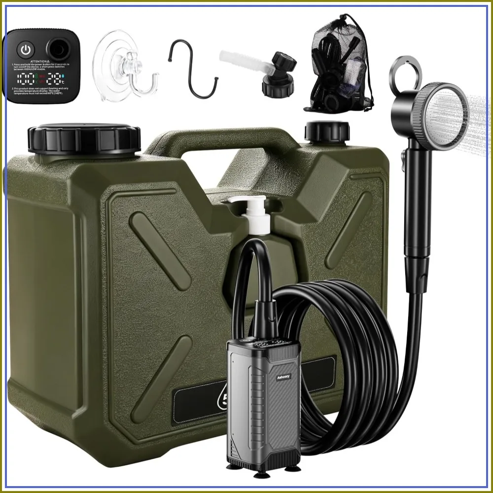 8000mAh Rechargeable Portable Camping Shower with Filtered Showerhead, LED Display, IPX8 Waterproof for Hiking, Travel, Pet Bath
8000mAh Rechargeable Portable Camping Shower with Filtered Showerhead, LED Display, IPX8 Waterproof for Hiking, Travel, Pet Bath