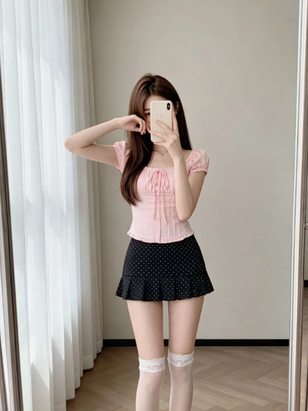 Korean Style Polka Dot Short Skirt Two-Piece Set Youthful Summer Outfit Comfortable Breathable Cotton Shirt And Skirt Combo
Korean Style Polka Dot Short Skirt Two-Piece Set Youthful Summer Outfit Comfortable Breathable Cotton Shirt And Skirt Combo