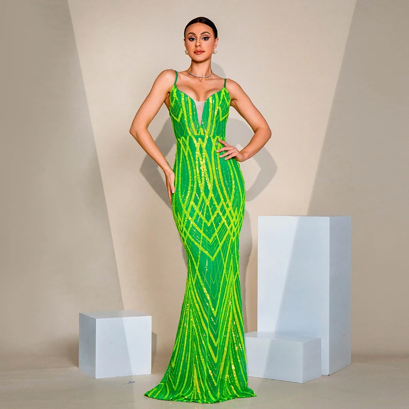 Elegant Sexy Women Spaghetti Strap Backless V Neck Green Sequined Sheath Cocktail Prom Evening Party Long Dress For Ladies
Elegant Sexy Women Spaghetti Strap Backless V Neck Green Sequined Sheath Cocktail Prom Evening Party Long Dress For Ladies
