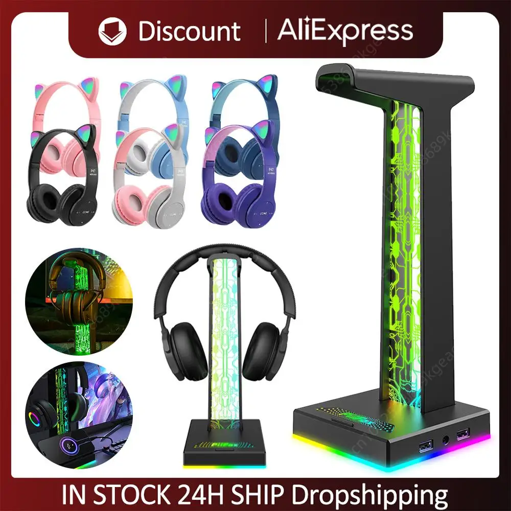 Desktop Gaming Headset Hanger Bracket RGB Headphone Holder Stand with 2 USB Charger Ports Earphone Rack For PUBG Computer Gamer
Desktop Gaming Headset Hanger Bracket RGB Headphone Holder Stand with 2 USB Charger Ports Earphone Rack For PUBG Computer Gamer