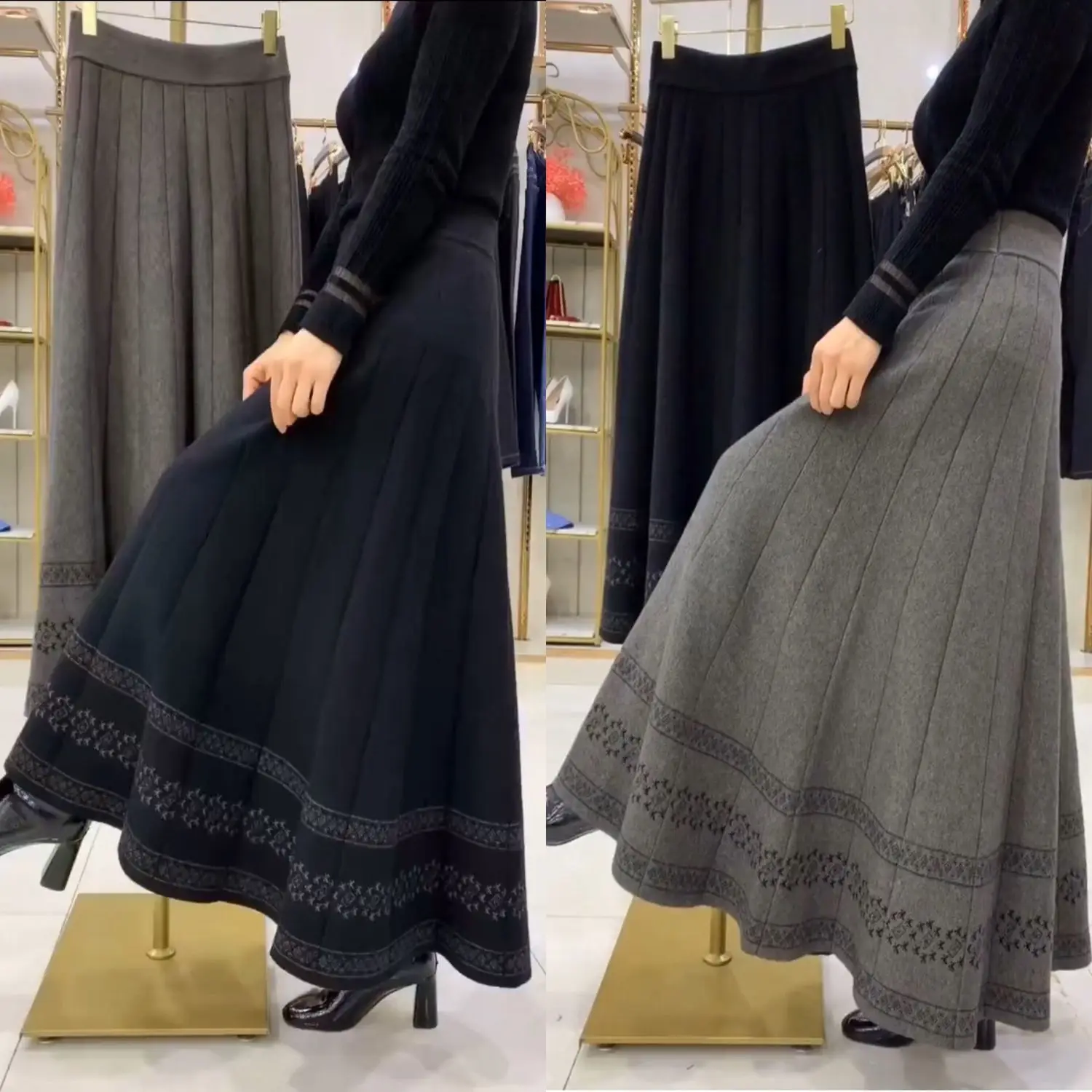 Winter New High-end Black Skirt Pleated Skirt High-waisted Chic Versatile Midi Skirts Y2k Harajuku Vintage Skirts Slight Strech
Winter New High-end Black Skirt Pleated Skirt High-waisted Chic Versatile Midi Skirts Y2k Harajuku Vintage Skirts Slight Strech