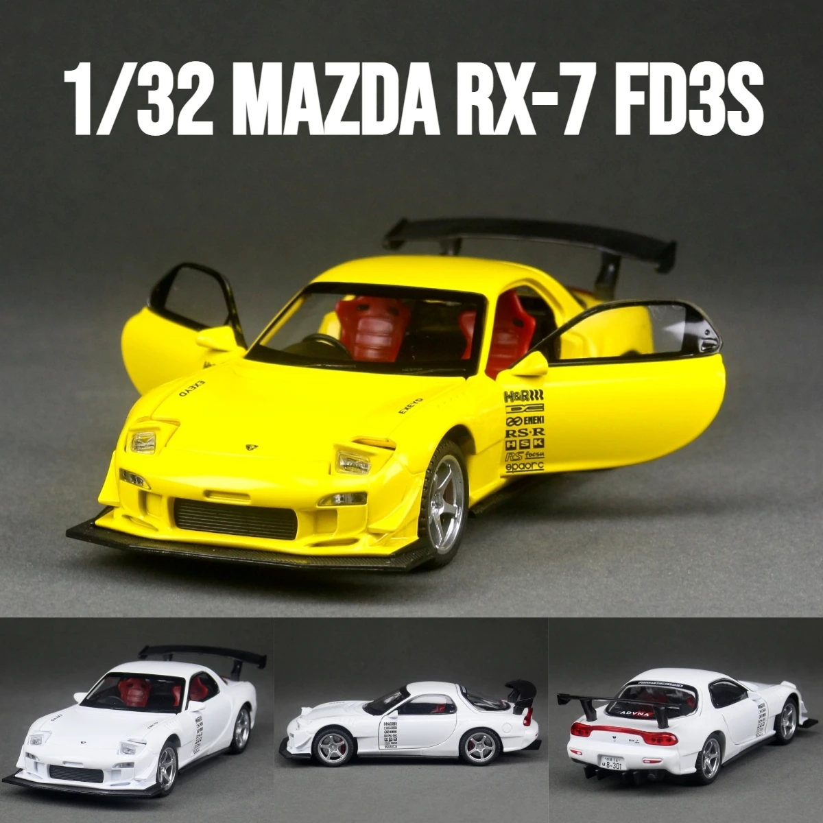 1/32 Mazda RX-7 FD3S Racing Miniature Diecast Toy Car Model Sound & Light Doors Openable Collection Gift for Children Boy Kid
1/32 Mazda RX-7 FD3S Racing Miniature Diecast Toy Car Model Sound & Light Doors Openable Collection Gift for Children Boy Kid