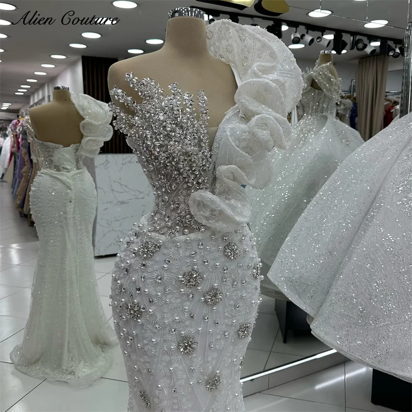 White Mermaid Prom Dress 2025 Bead Diamonds Luxury Evening Gown Vestidos Wedding Reception Party Gown Customized
White Mermaid Prom Dress 2025 Bead Diamonds Luxury Evening Gown Vestidos Wedding Reception Party Gown Customized