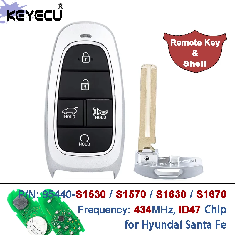 KEYECU 433 МГц ID47 чип 95440-S1570 95440-S1530 95440S1630 TQ8-F08-4F27 дистанционный брелок без ключа для Hyundai Santa Fe 2021-2024
KEYECU 433 МГц ID47 чип 95440-S1570 95440-S1530 95440S1630 TQ8-F08-4F27 дистанционный брелок без ключа для Hyundai Santa Fe 2021-2024