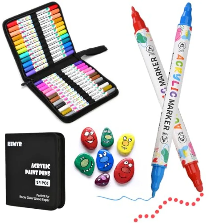 24 Colors Acrylic Paint Pens, Dual Tip Acrylic Paint Markers for Paper, Wood, Canvas, Stone, Rock Painting, Glass, Fabric, DIY,
24 Colors Acrylic Paint Pens, Dual Tip Acrylic Paint Markers for Paper, Wood, Canvas, Stone, Rock Painting, Glass, Fabric, DIY,