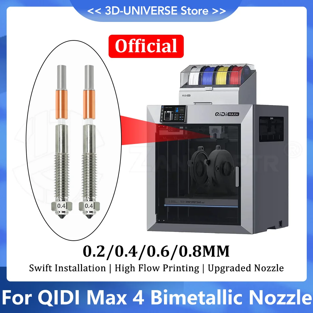 0.2 0.4 0.6 0.8mm Bimetallic Nozzle Hardened Alloy High Heat 370°C Extruder Nozzle Replacement parts for QIDI MAX4 3D Printer
0.2 0.4 0.6 0.8mm Bimetallic Nozzle Hardened Alloy High Heat 370°C Extruder Nozzle Replacement parts for QIDI MAX4 3D Printer