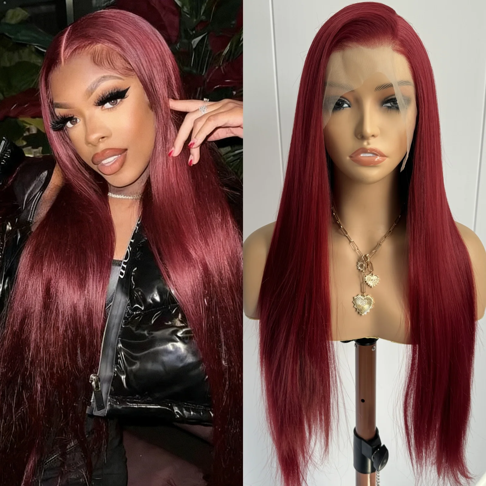 Burgundy Wig 13X4 Synthetic Lace Front Wigs for Women Wine Red Wig Long straight Wig Natural Hairline Heat Resistant Cosplay Wig
Burgundy Wig 13X4 Synthetic Lace Front Wigs for Women Wine Red Wig Long straight Wig Natural Hairline Heat Resistant Cosplay Wig