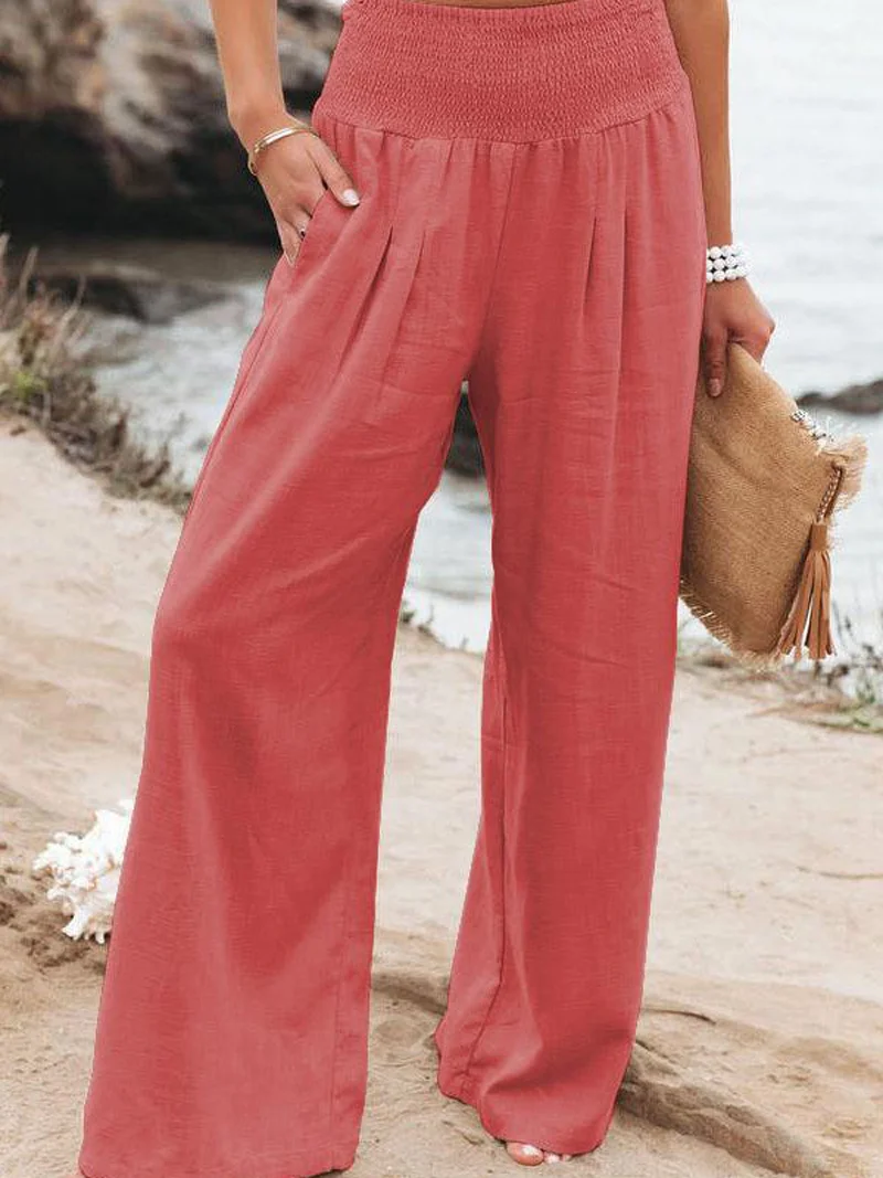 Remelon Elegant Solid Cotton Linen Wide Leg Women Pants Summer Casual Loose Elastic Waist Pants
Remelon Elegant Solid Cotton Linen Wide Leg Women Pants Summer Casual Loose Elastic Waist Pants