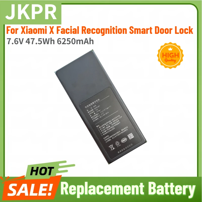 100% New High Quality JKPR Battery 7.6V 47.5Wh 6250mAh for Xiaomi X Facial Recognition Smart Door Lock Replacement Battery
100% New High Quality JKPR Battery 7.6V 47.5Wh 6250mAh for Xiaomi X Facial Recognition Smart Door Lock Replacement Battery