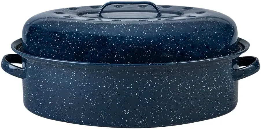 18-Inch Large Oval Roasting Pan, Covered, Blue, Holds Up to 15 lb Poultry
18-Inch Large Oval Roasting Pan, Covered, Blue, Holds Up to 15 lb Poultry